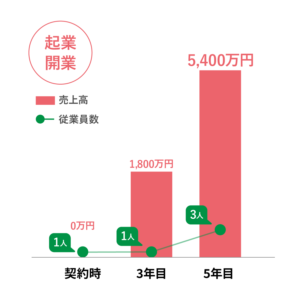 起業・開業 業績推移例